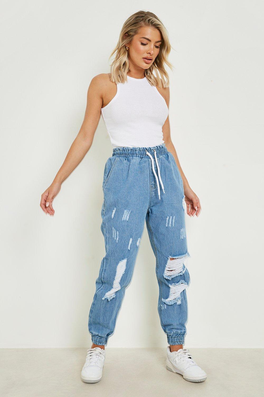 Ladies store denim joggers